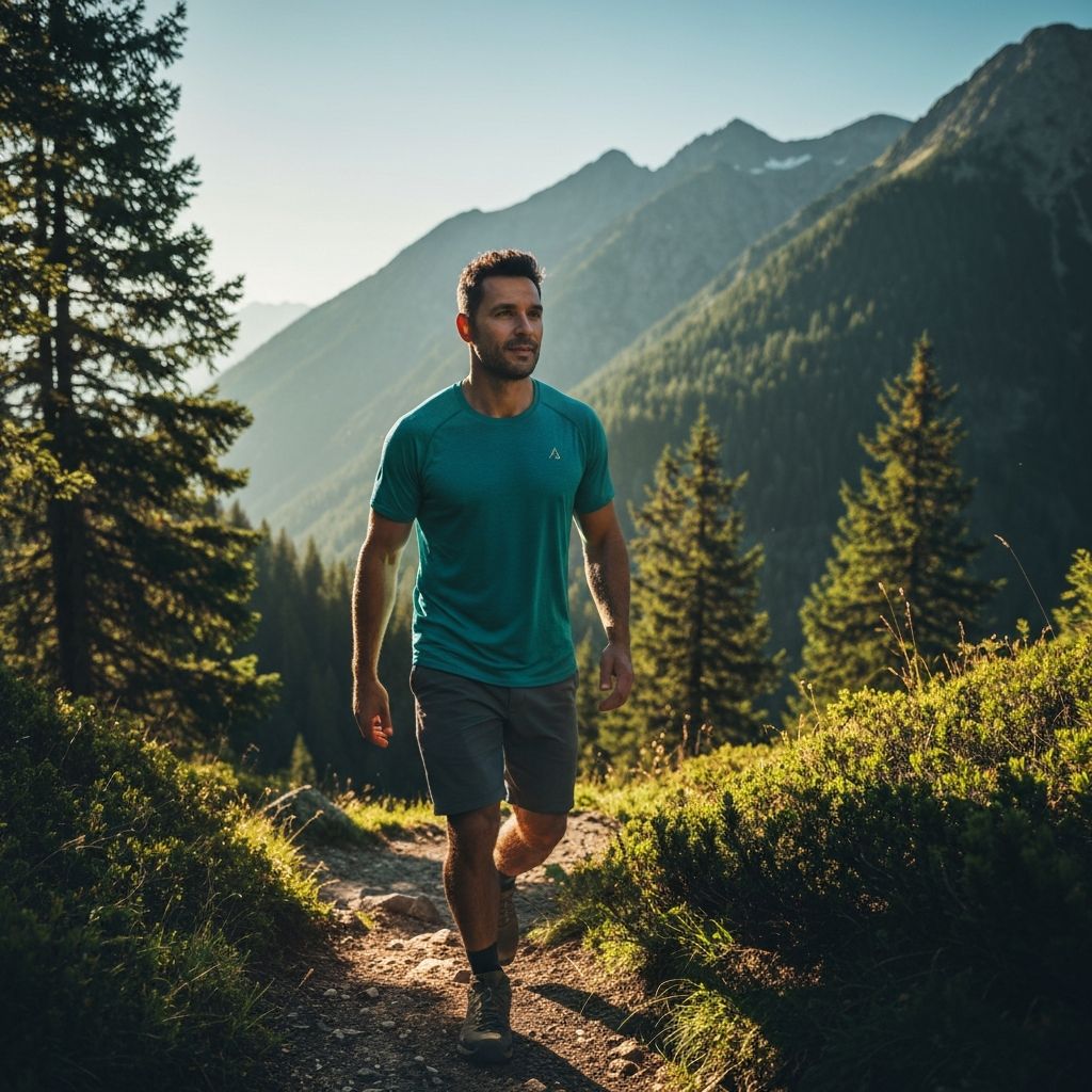 Man hiking in nature embodying vitality